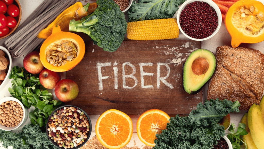 Different fruits and vegetables that are rich in fiber