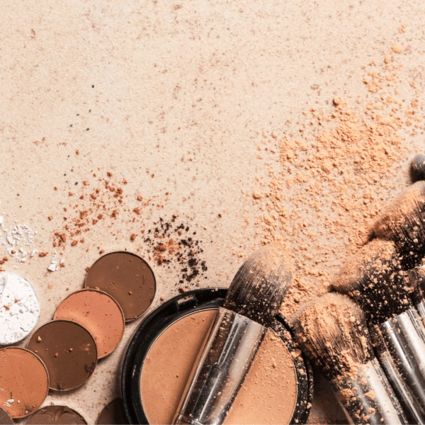 Make up powder and brushes