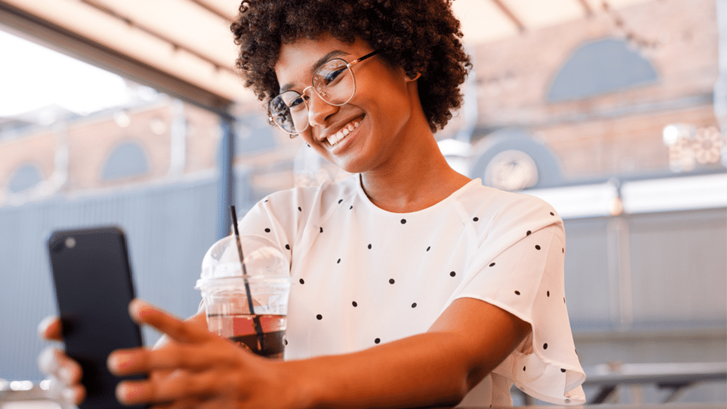 Young woman looking at social media