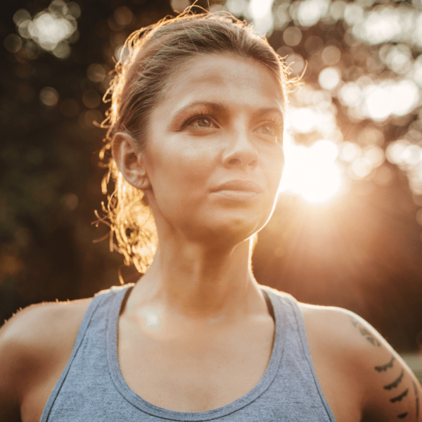 woman outdoor sweating
