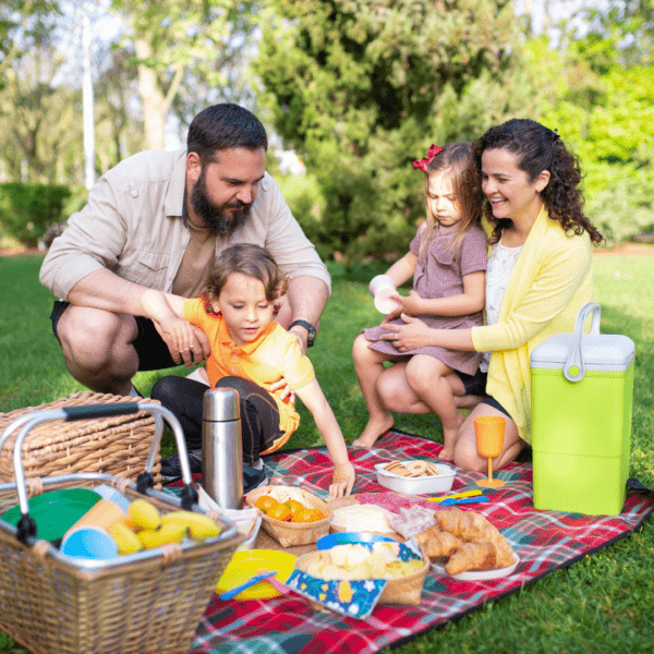 Family having a fun picnic on a lovely day