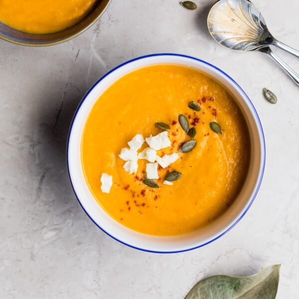 a bowl of butternut squash soup