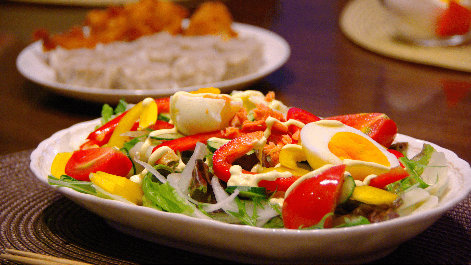 Healthy Meal at home, vegetables and boiled egg