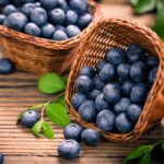 blueberries in mini baskets