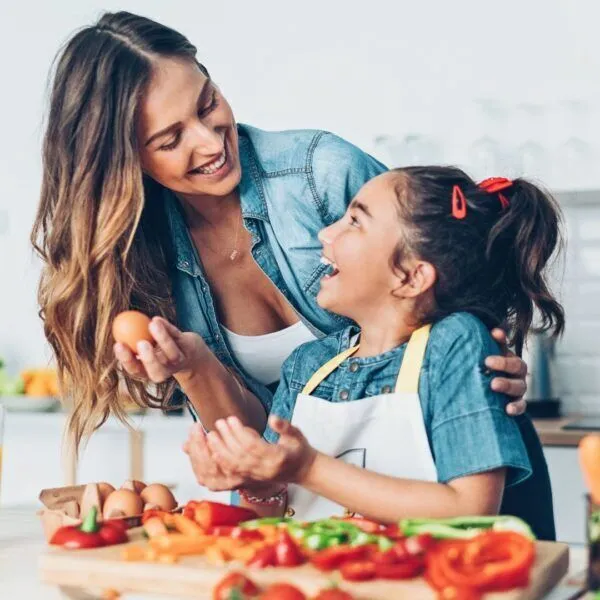 Mother and Daughter Cooking