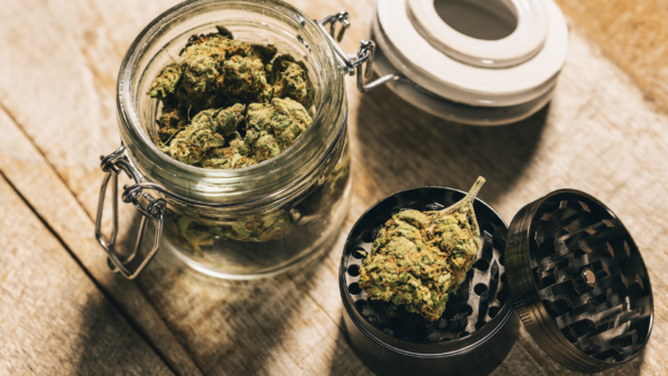 Cannabis in a crystal jar