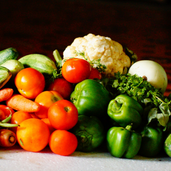 Colorful vegetables piling up
