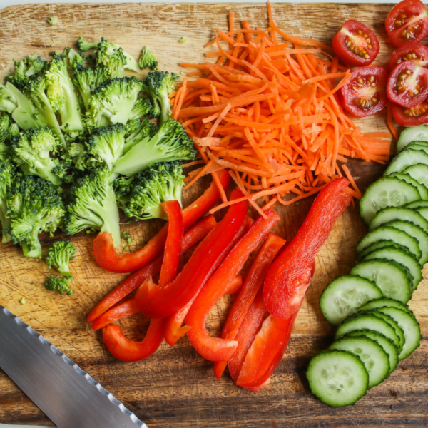 Chopped Broccoli, Carrots, Tomato, Bell Pepper and Cucumber