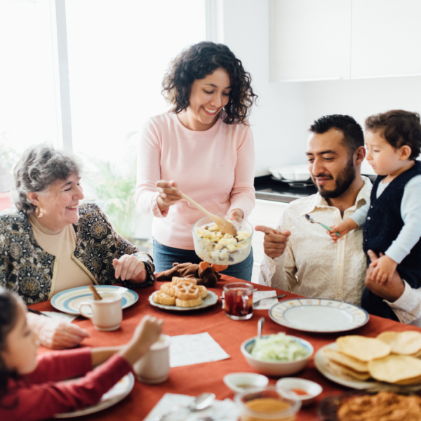 Family sharing a meal