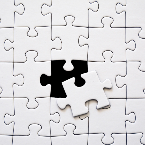White puzzle piece fitting perfectly into an empty spot, representing magnesium as a missing piece in whole-body health.
