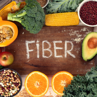 Different fruits and vegetables that are rich in fiber